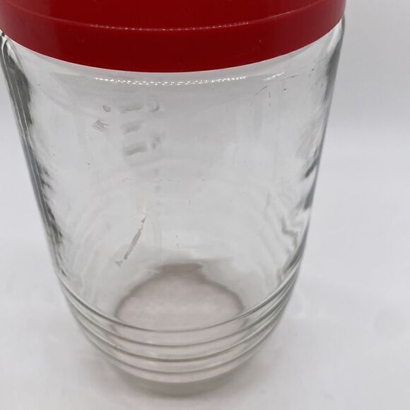Vintage Jar Anchor Hocking Glass Measuring Container w Red Lid - Picture 7 of 12